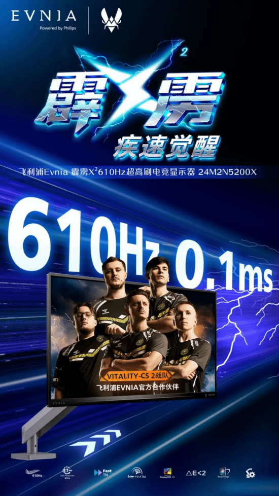 EVNIA弈威双核电竞显示器24M2N5200X搭载610Hz超高刷新率疾速觉醒引领电竞新视界!(图3)