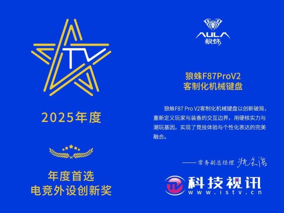 客制化新标杆！狼蛛F87 Pro V2获年度首选电竞外设创新奖